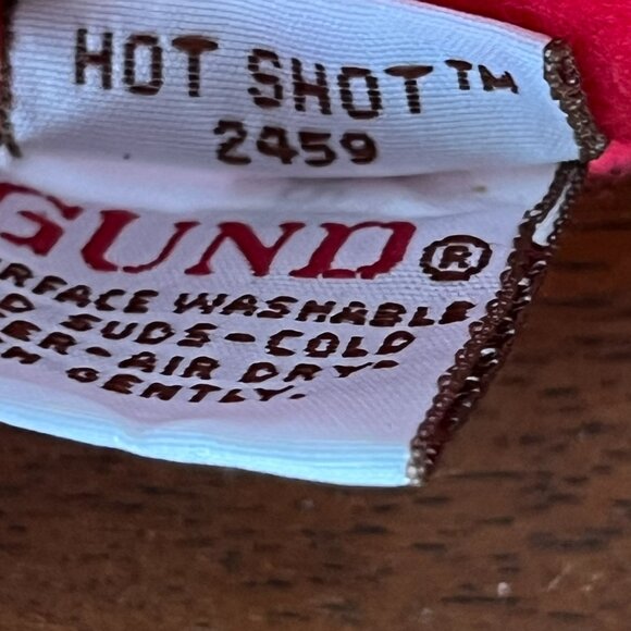 Vintage Gund Hot Shots Hotshots 2459 Red Plush Bear Green Scarf Christmas 9" - Picture 7 of 10